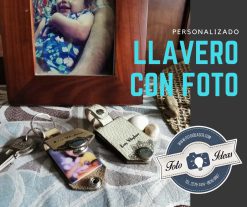 Fotoideas - Llavero personalizado de cuero con foto