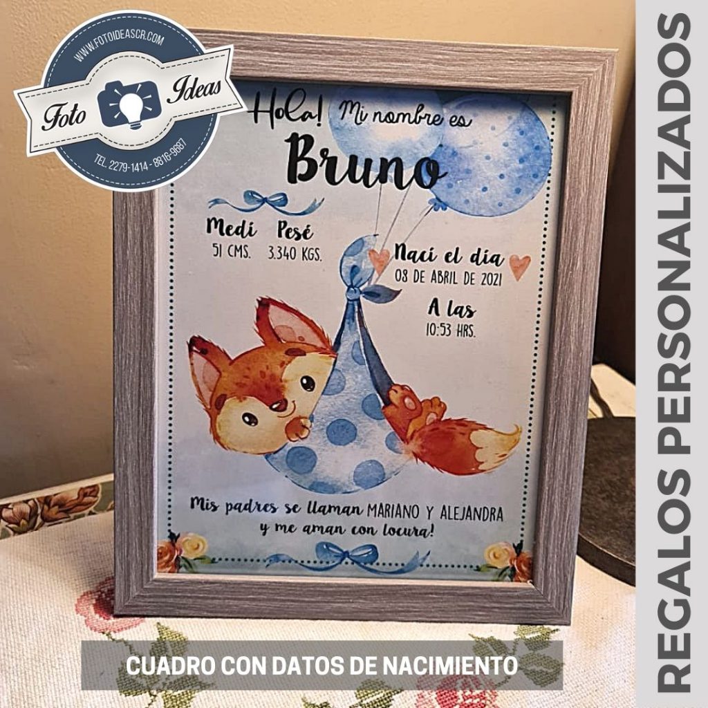 REGALOS Y DISEÑOS PERSONALIZADOs | Cuadros De Nacimiento Para Guardar Un Recuerdo Con Todos Los Datos Del Nacimiento Del Bebé. Marcos De Madera Tipo Box Color Del Marco