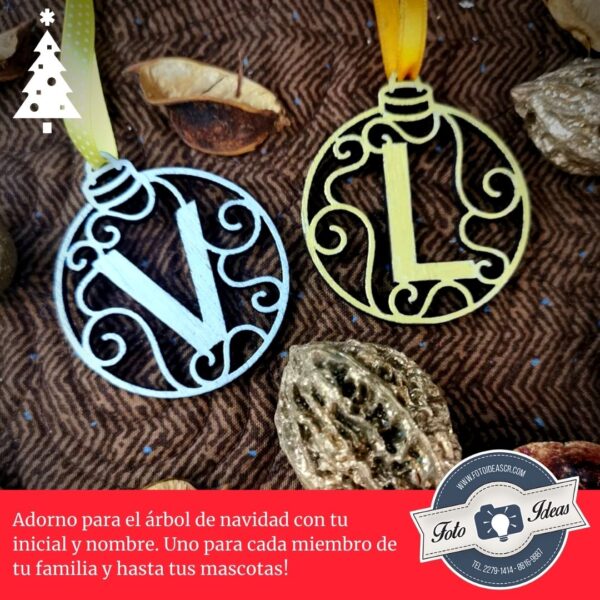 Adorno navideño con iniciales 6cm