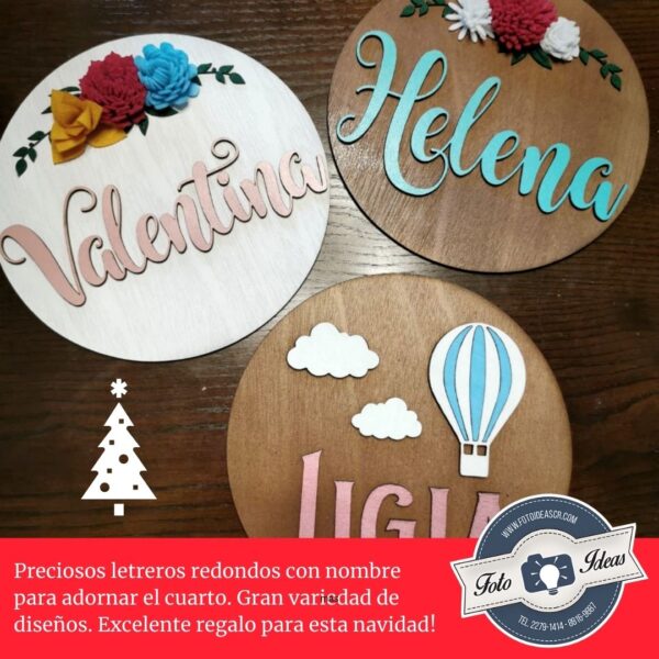 Letrero redondo con nombre