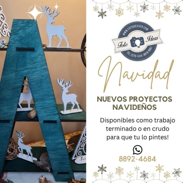 Proyecto Navideño "Base de 3 niveles con renos y arbolitos"