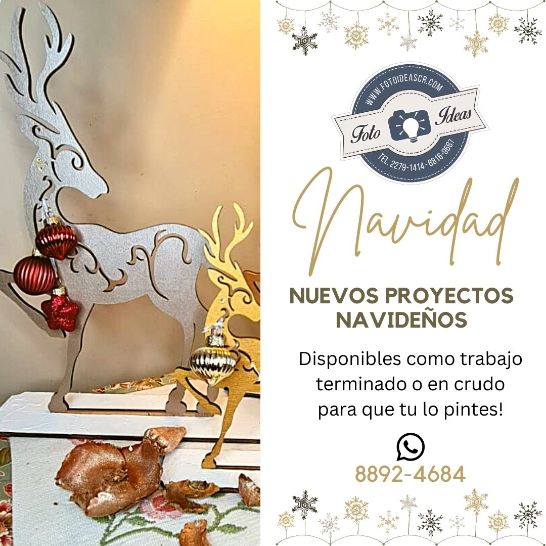 Juego de 3 renos de madera