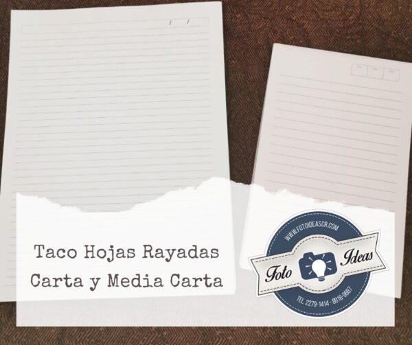Tacos de hojas rayadas, carta y media carta